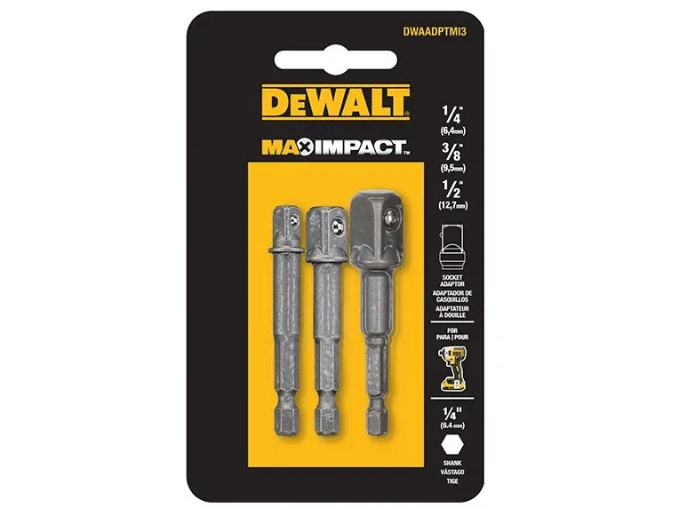 Combo 3 đầu chuyển bu lông 1/4 inch sang 1/4 3/8 1/2 inch Dewalt DWAADPTMI3