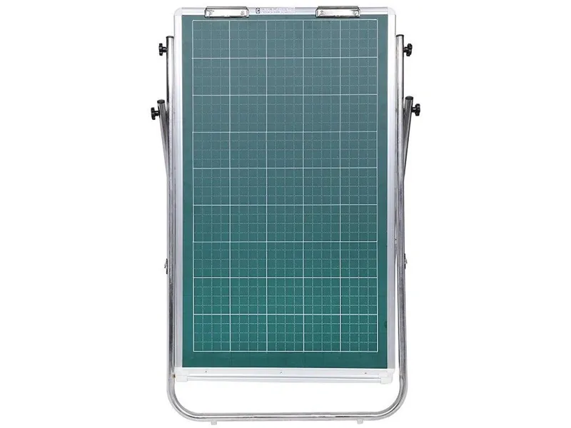 Bảng Flipchart viết phấn từ, in lụa ô ly tiểu học, chân inox Bavico 120x80