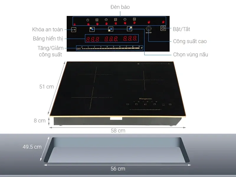 Bếp từ hồng ngoại 3 vùng nấu Kangaroo KG446i