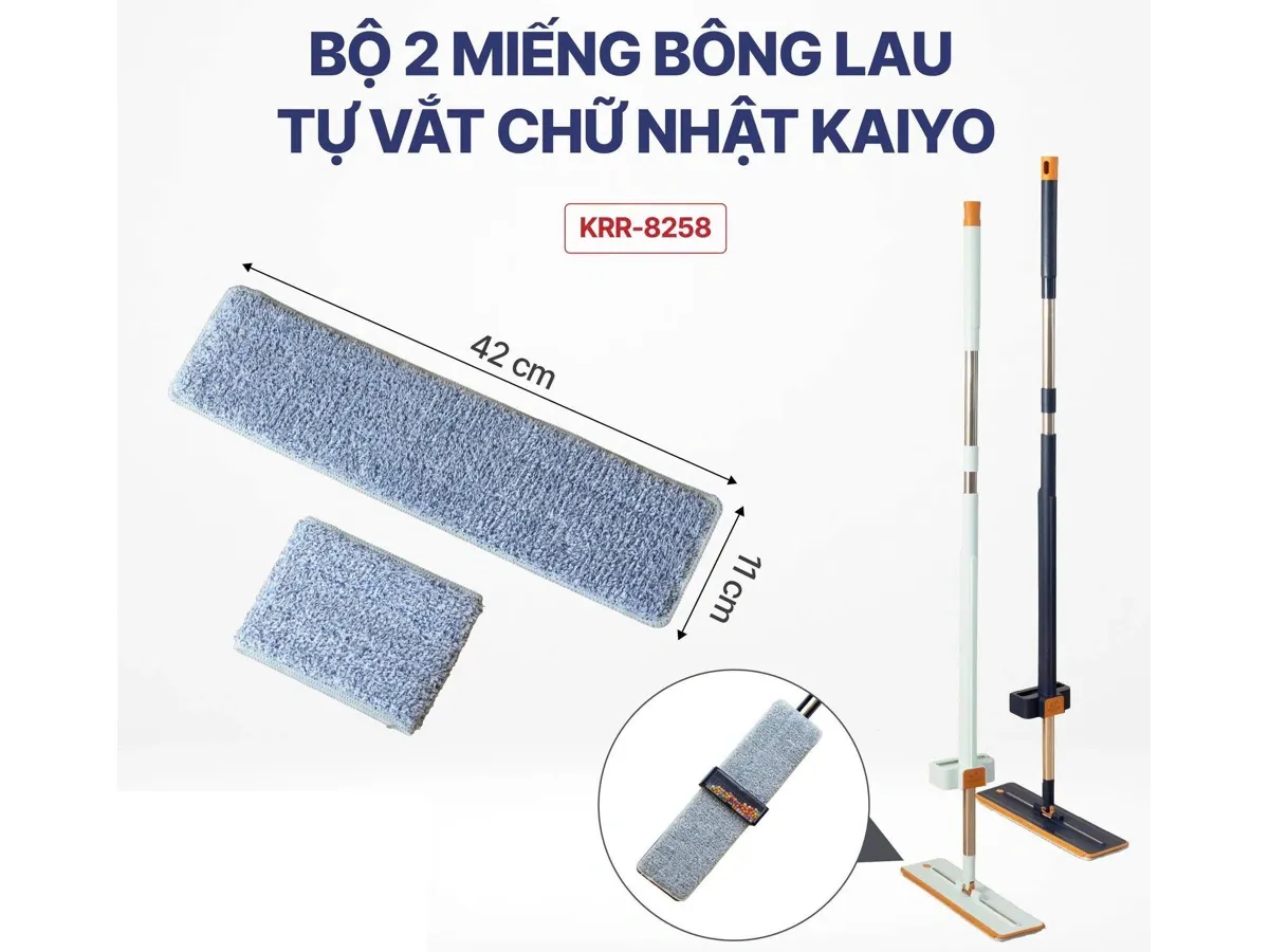Bộ 2 miếng bông lau tự vắt chữ nhật Kaiyo KRR-8258