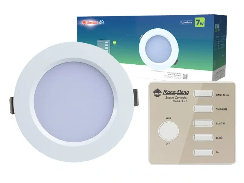 Bộ 6 đèn led âm trần downlight kèm điều khiển Rạng Đông AT20.RM