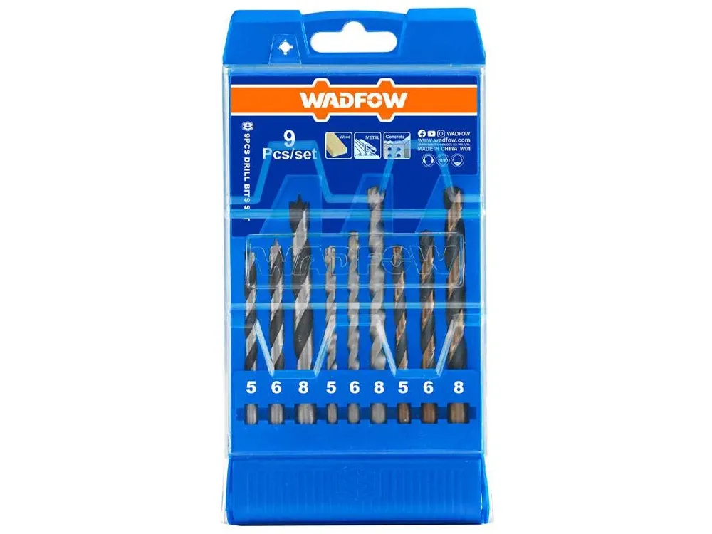 Bộ 9 mũi khoan gỗ, xoắn ốc, bê tông Wadfow WTD6B01