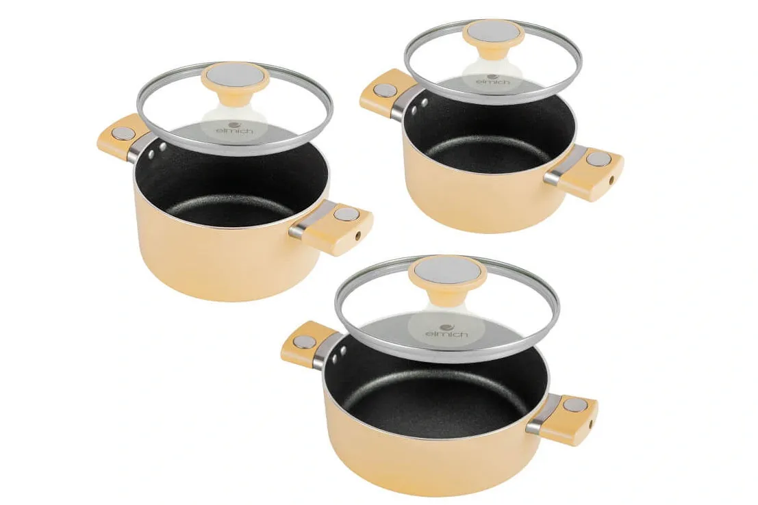 Bộ nồi chống dính vân đá ánh kim siêu bền Elmich EL-5112YA