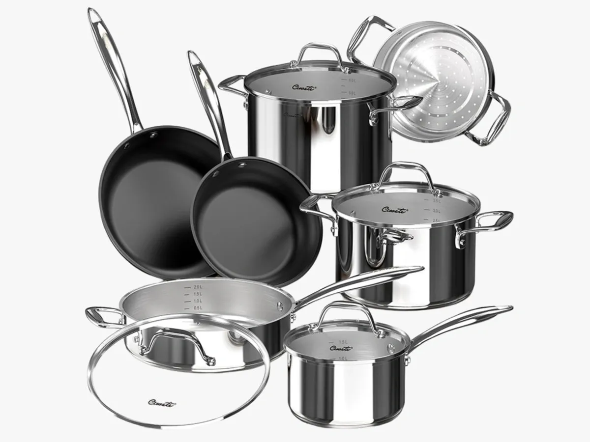 Bộ nồi inox cao cấp Ciwete 7 món SS0103-11PC NEW-NS (chảo chống dính)