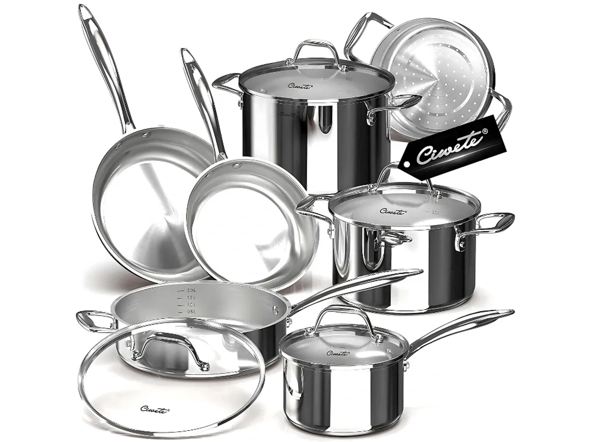 Bộ nồi inox cao cấp Ciwete 7 món SS0103-11PC NEW-SS (chảo inox)