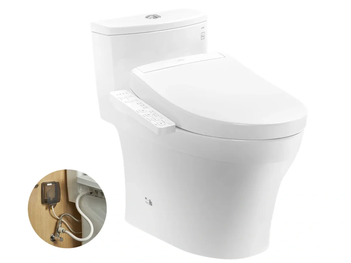 Bồn cầu 1 khối TOTO MS885DW24-XW kèm nắp rửa điện tử WASHLET dòng S2 TCF33461GAA