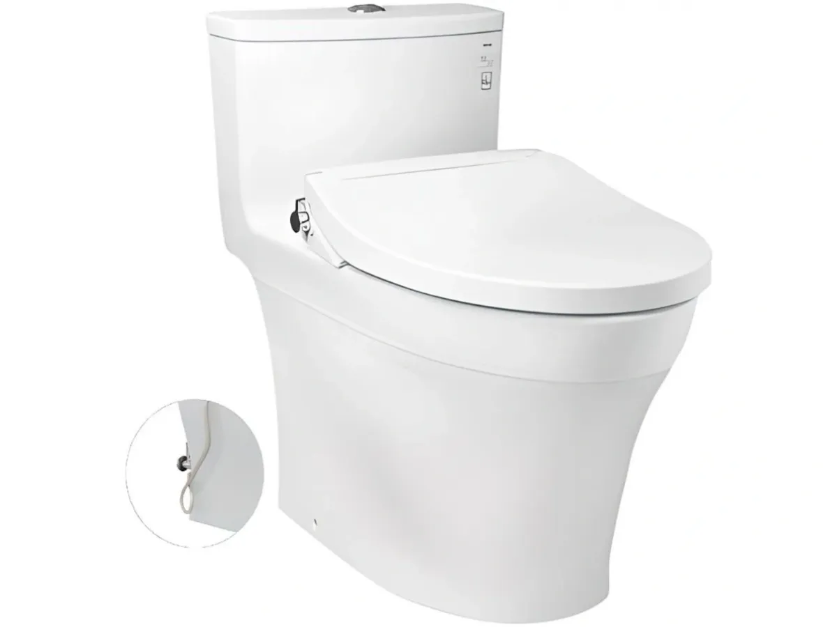 Bồn cầu Toto 1 khối nắp đóng êm MS885DE2 kèm vòi rửa cơ Ecowasher TCW07S
