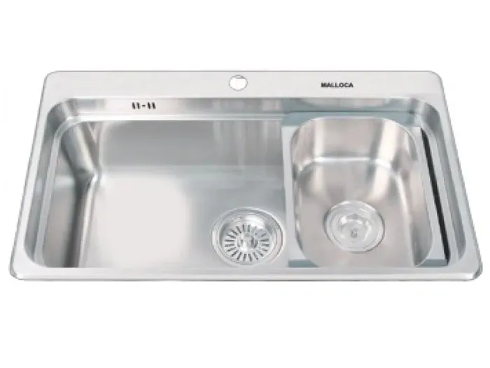 Chậu rửa chén bát Malloca MS 1022D (inox 304, 1 hộc, kèm rổ)