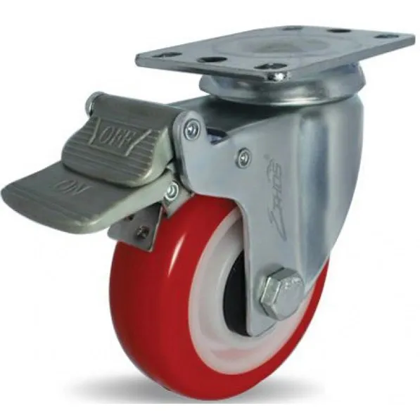Combo 2 bánh xe đẩy PU xoay có phanh Ethos 273UBY125P01 (120kg)