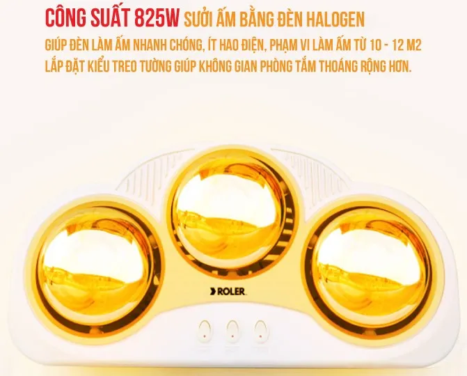 Đèn sưởi nhà tắm 3 bóng Roler RL-2116