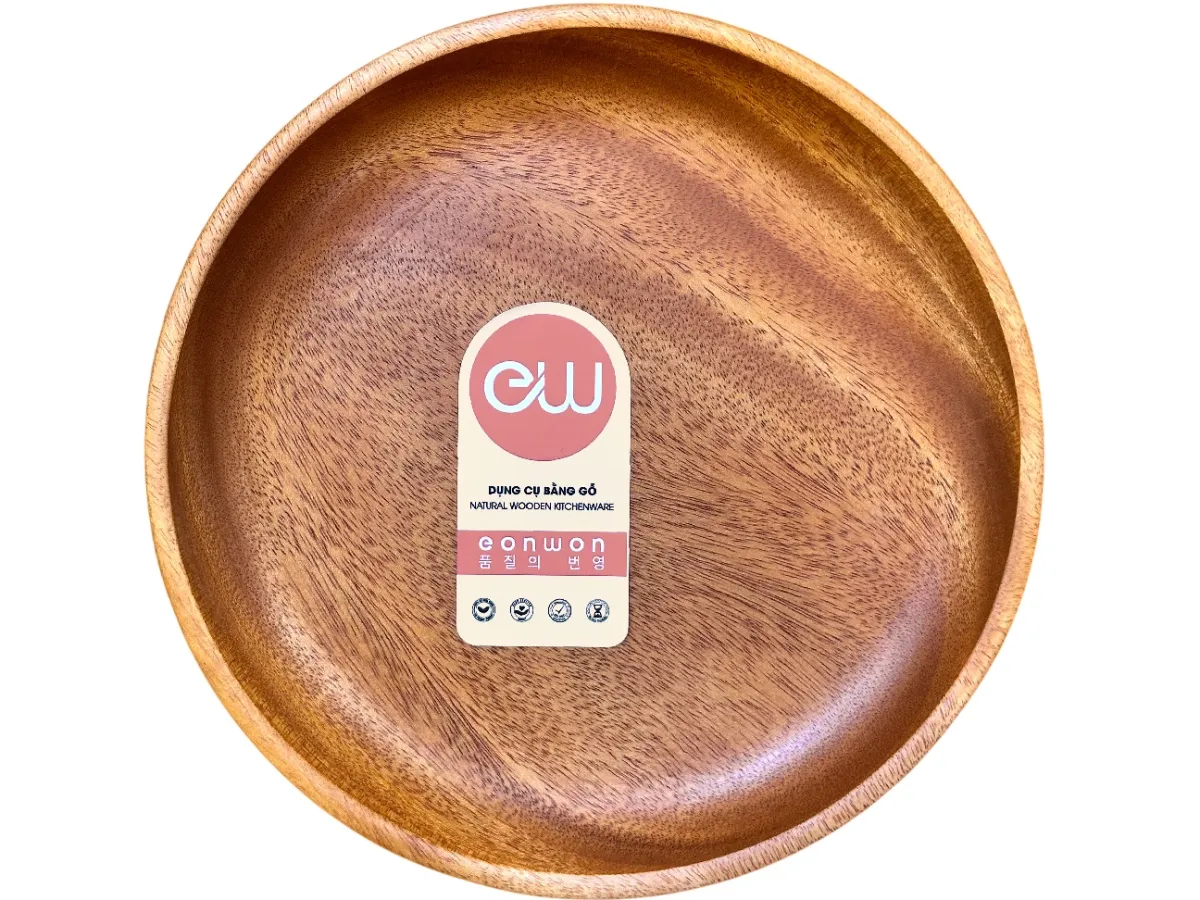 Dĩa tròn gỗ xà cừ Eonwon 20cm DC-EW300