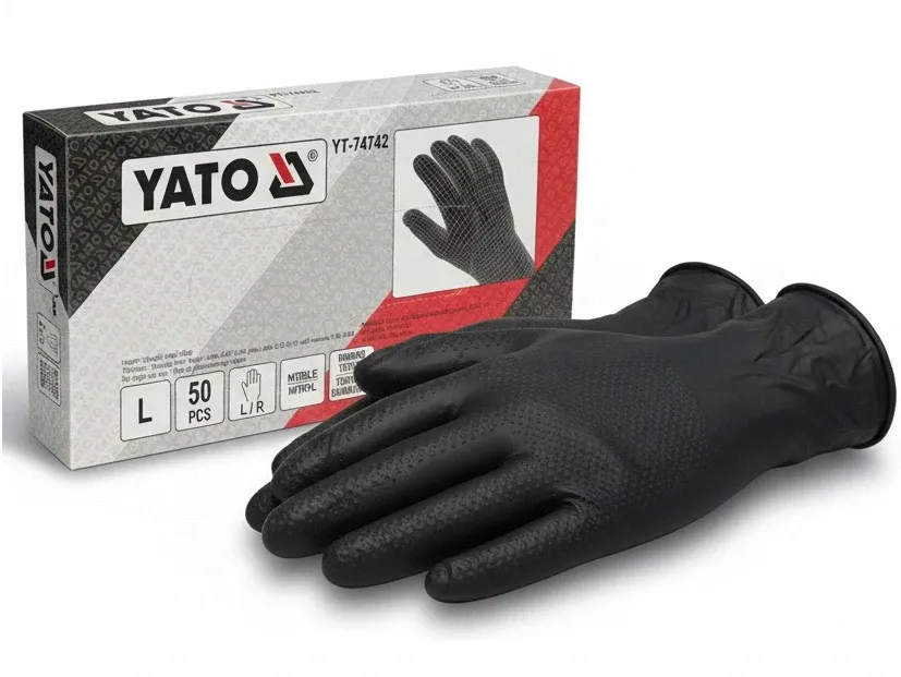 Găng tay cao su sửa xe nhám vân kim cương Yato YT 74742 (hộp 50 chiếc)