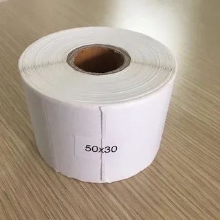 Giấy decal in tem mã vạch khổ 50 x 30 cuộn 25m, 1 tem 1 hàng