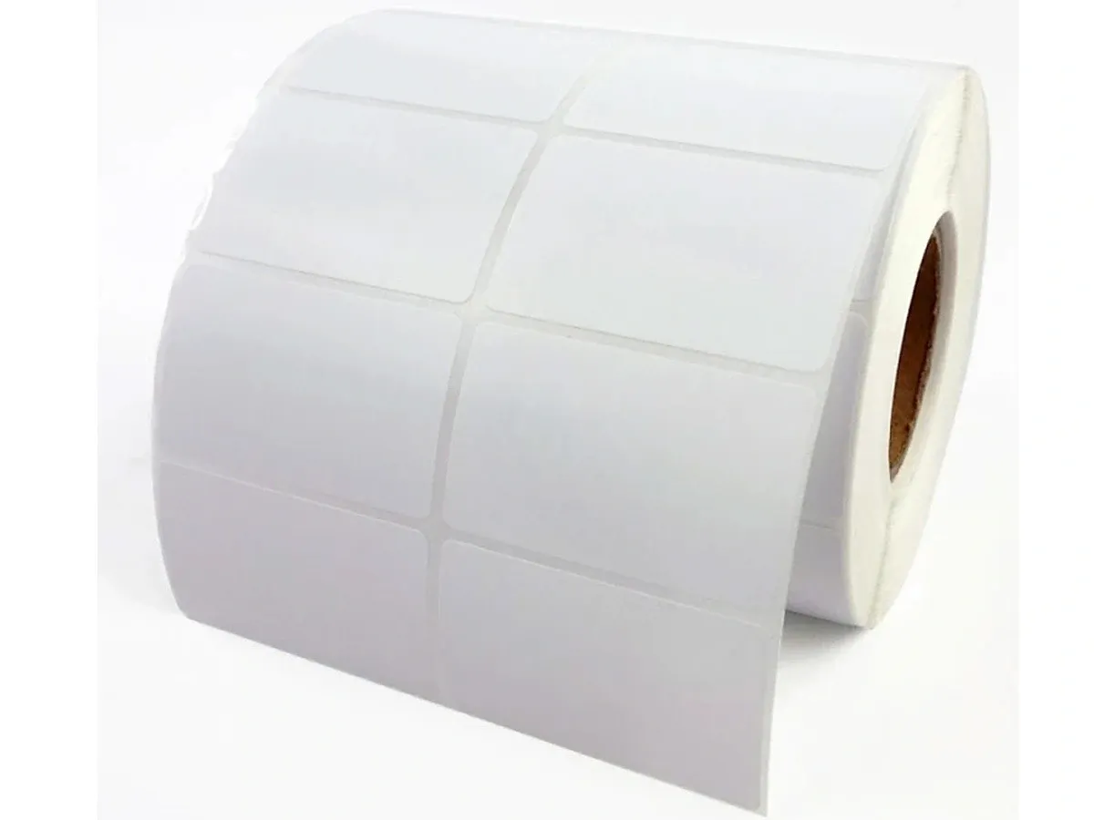 Giấy decal nhiệt in tem nhãn khổ 50x30mm, 2 tem/hàng, cuộn 50m (1 thùng 10 cuộn)