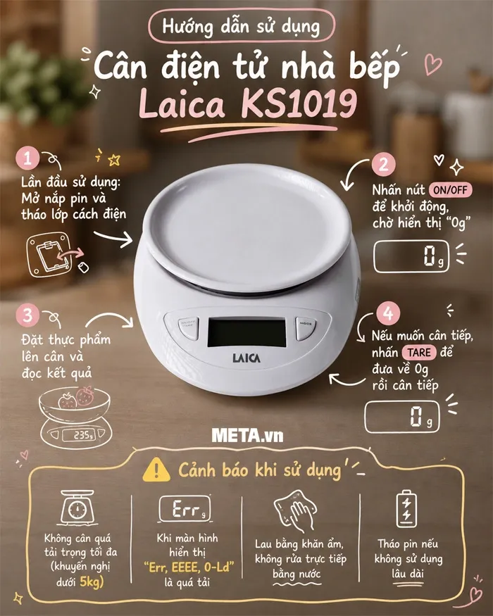 Cân điện tử nhà bếp Laica KS1019