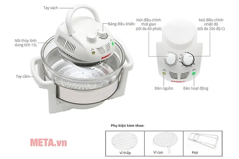 Lò nướng thủy tinh Sanaky VH 158T - 15 lít