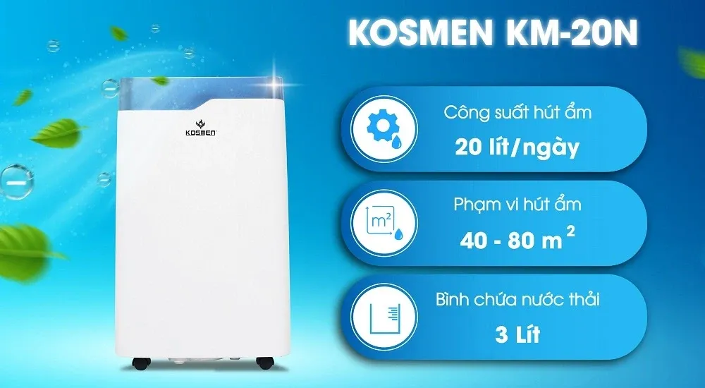 Máy hút ẩm không khí dân dụng Kosmen KM-20N (20L/ngày)