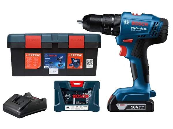 Máy khoan động lực dùng pin 18V Bosch GSB 183-LI (06019K91K2, 1 pin + Hộp công cụ)