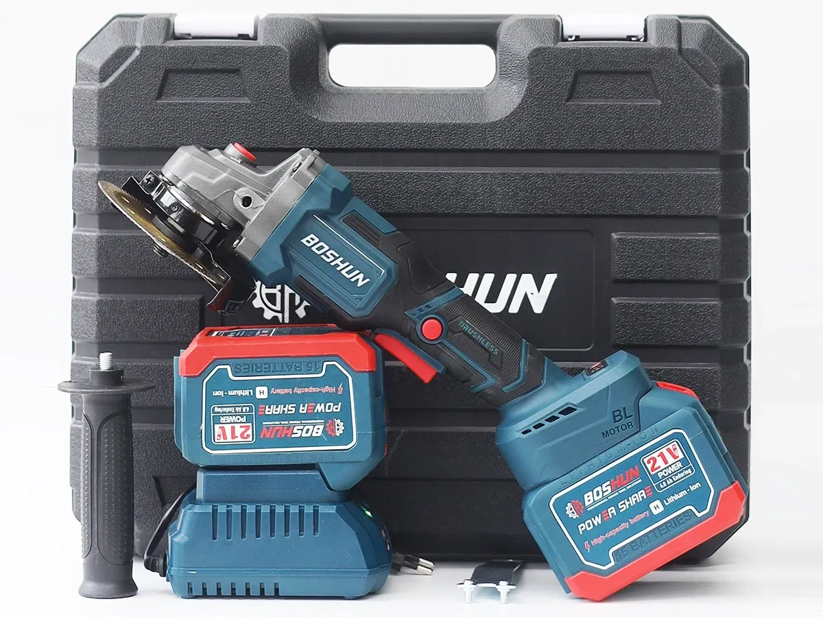 Máy mài, cắt dùng pin Boshun BS-AG100BL - Công tắc bóp (2 pin, 1 sạc)