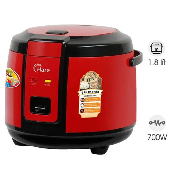 Nồi cơm điện 1.8 lít Hare HR-ER1806A màu đỏ