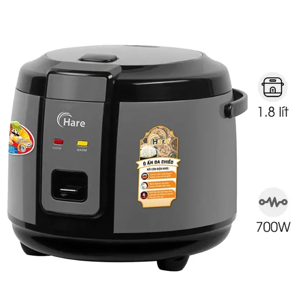 Nồi cơm điện 1.8 lít Hare HR-ER1806B màu đen