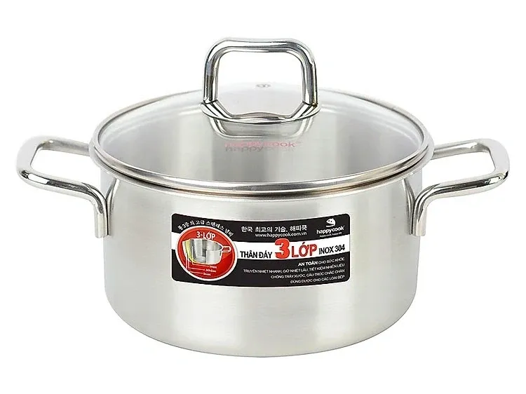 Nồi inox 3 lớp Happy Cook Alvar nắp kính 20cm N20-ALVG