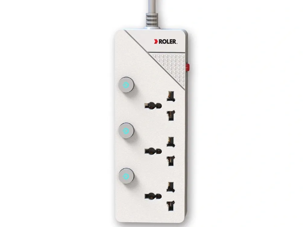 Ổ cắm điện 3 lỗ cắm Roler RES-1001.3 (Màu trắng)
