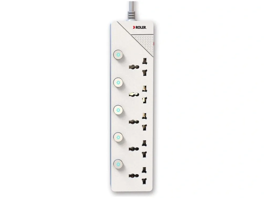 Ổ cắm điện 5 lỗ cắm Roler RES-1002.5 (Màu trắng)