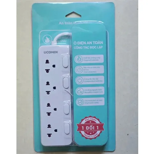 Ổ cắm điện an toàn Ucomen PMS-VN1-04K4S (4 công tắc độc lập, 3m)