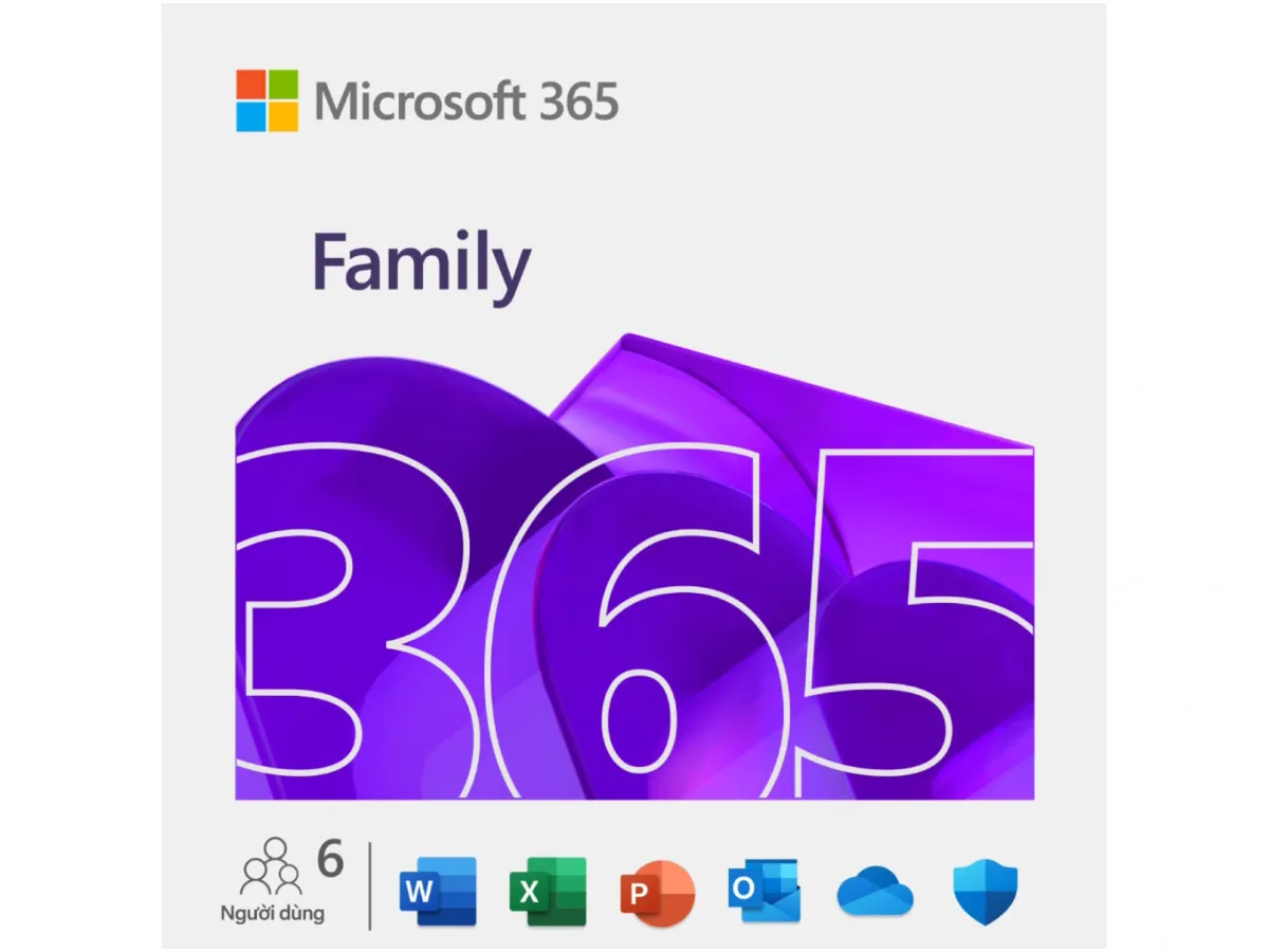 Phần mềm Office Microsoft 365 Family FPP EP2-36878 - Hộp bản quyền (6 người/ 5 thiết bị/12 tháng)