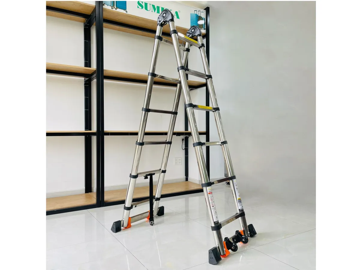 Thang inox rút chữ A Sumika TA190 (chiều cao 1.9m + 1.9m)