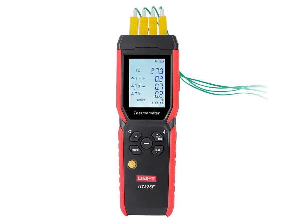 Thiết bị đo nhiệt độ tiếp xúc cầm tay Uni-T UT325F (± 0.1% + 0.3 độ C, 4 kênh)