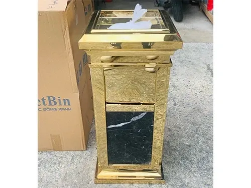 Thùng rác inox trang trí đá hoa cương Vietbin A15