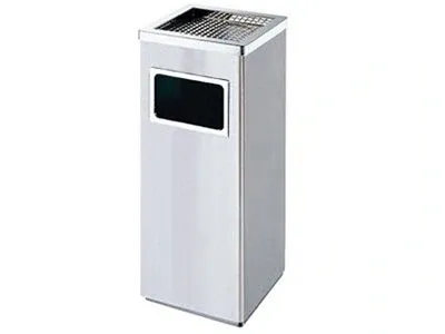 Thùng rác inox vuông có gạt tàn Paloca (240mm x 240mm x 620mm)
