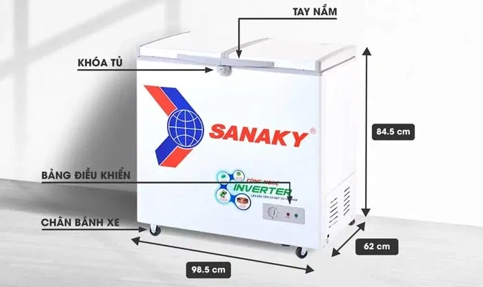 Tủ đông 1 ngăn 2 cánh Inverter Sanaky VH-2599A3 (250 lít)