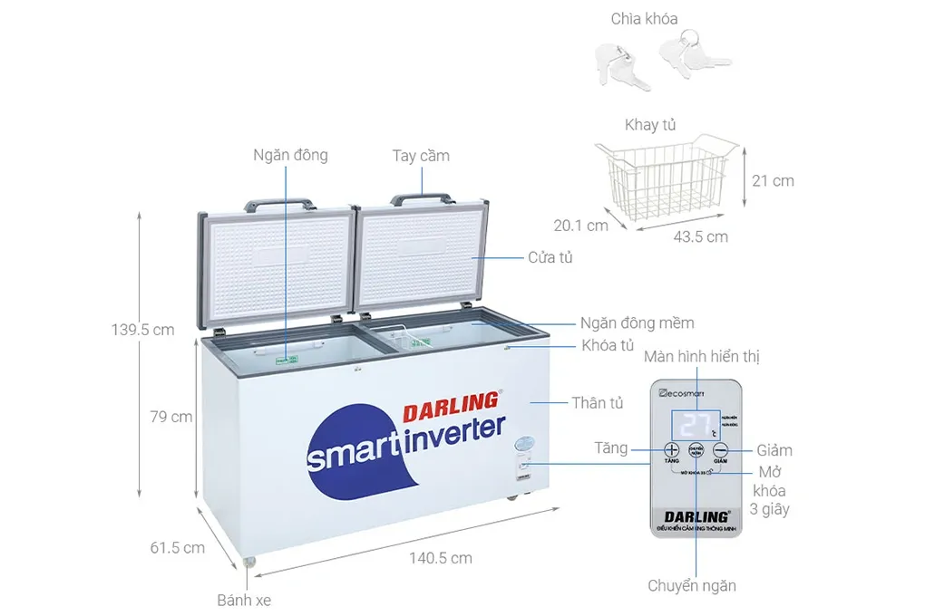 Tủ đông mát 2 dàn lạnh Inverter Darling DMF-4699WSI-4