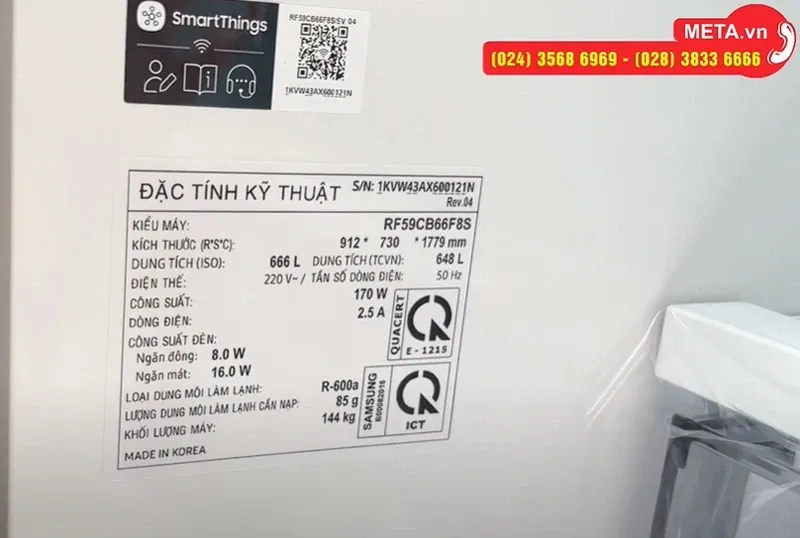 Tủ lạnh Samsung Inverter 648 lít RF59CB66F8S/SV