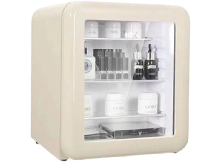 Tủ mỹ phẩm đồ uống HCK SC-46R-S mini retro (màu kem mặt kính, 48 lít)