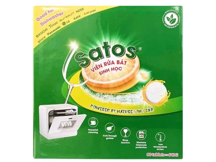 Viên rửa bát sinh học Satos hộp 80 viên