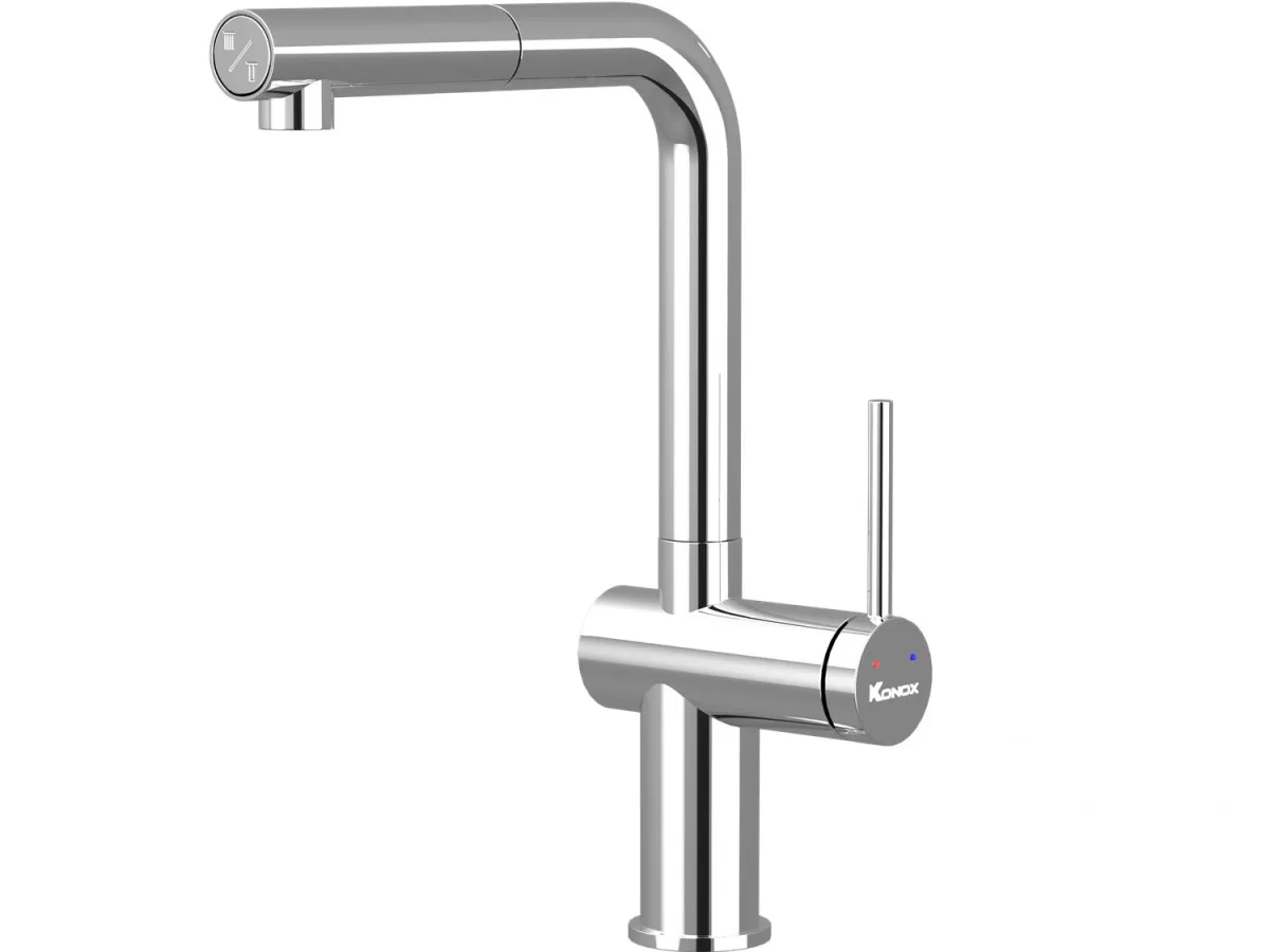 Vòi rửa bát dây rút Konox Stream Smart Chrome