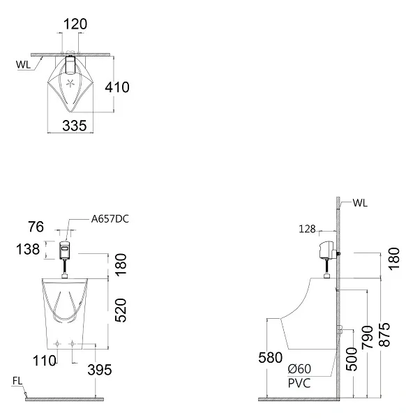 Xả tiểu cảm ứng dùng pin Caesar A657DC-PW